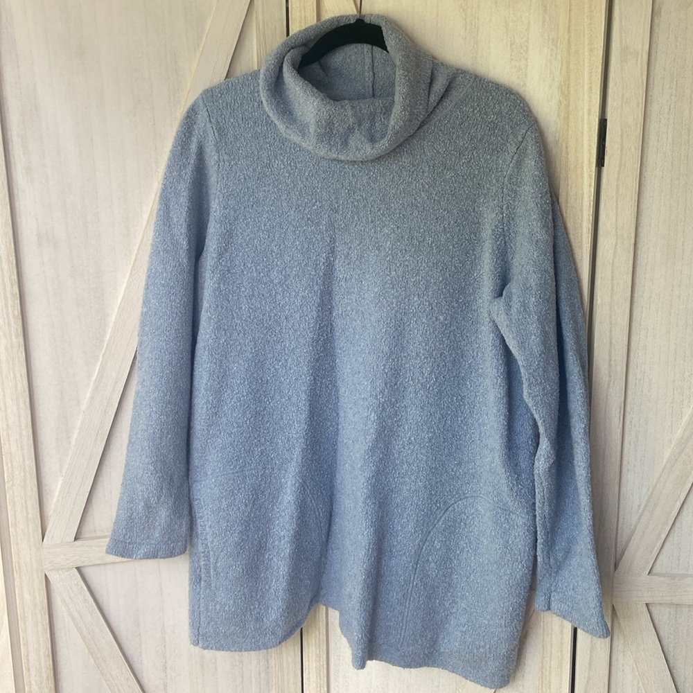 J. Jill Boucle Light Blue Turtleneck Tunic Sweater